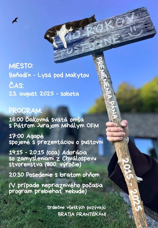Františkáni, pustovňa, plagát