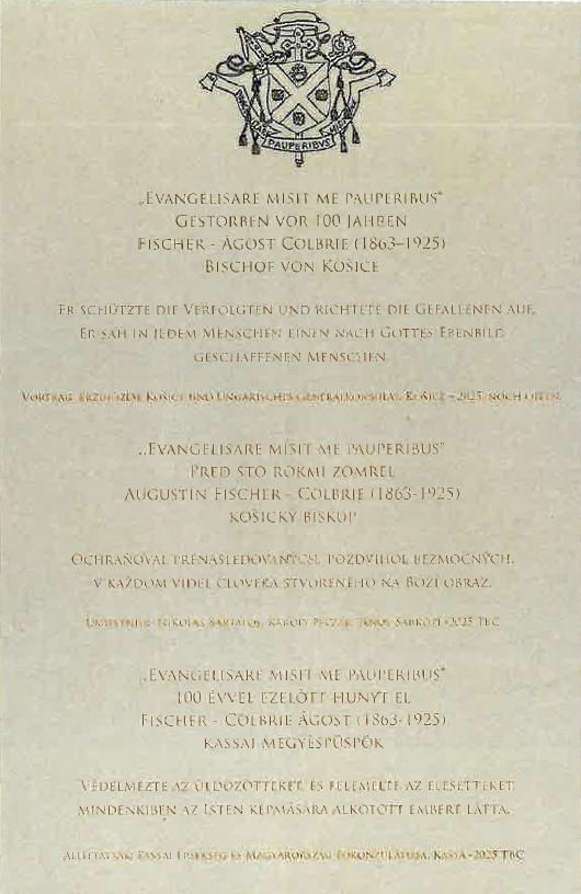 Biskup Augustin Fischer-Colbrie tabula