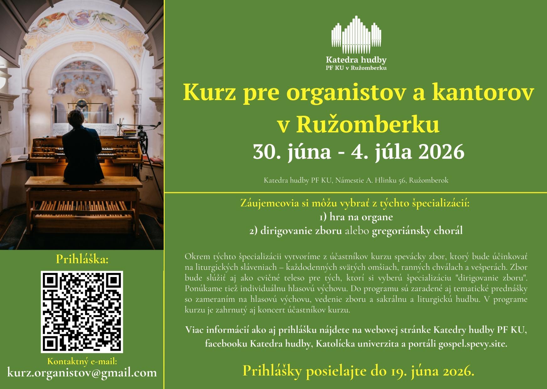 Ružomberok, kurz, organisti, plagat