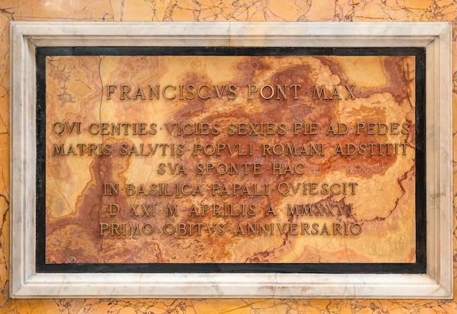 Rím, tabuľa, Maggiore, pápež František