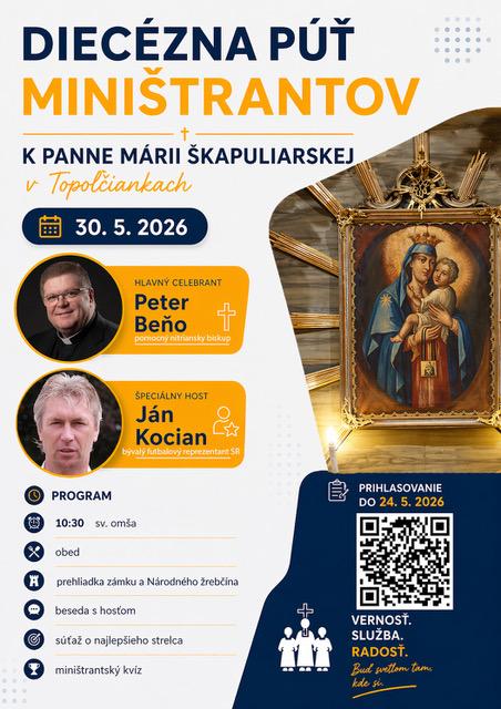 Topoľčianky, miništranti, púť, plagat
