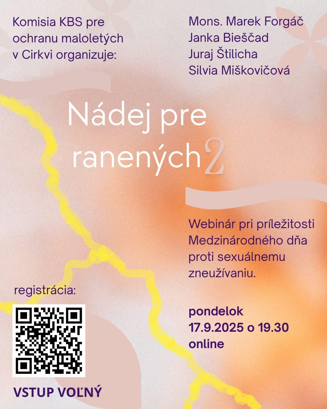 Bratislava, webinar, Nádej pre ranených