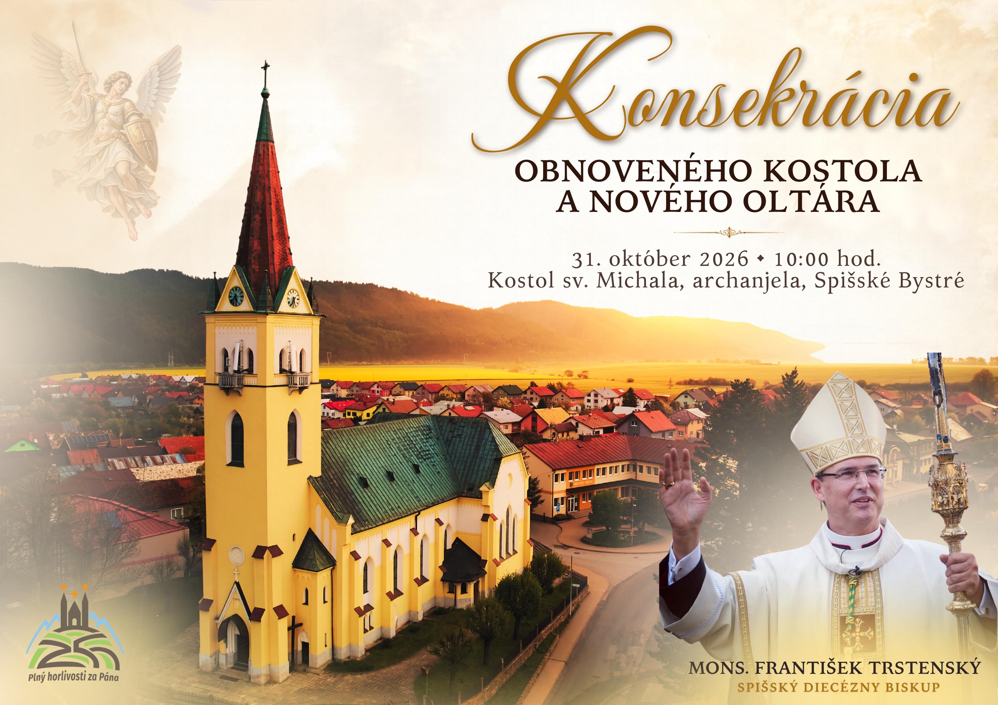 Spisske Bystre, konsekracia, kostol, plagat, 2026